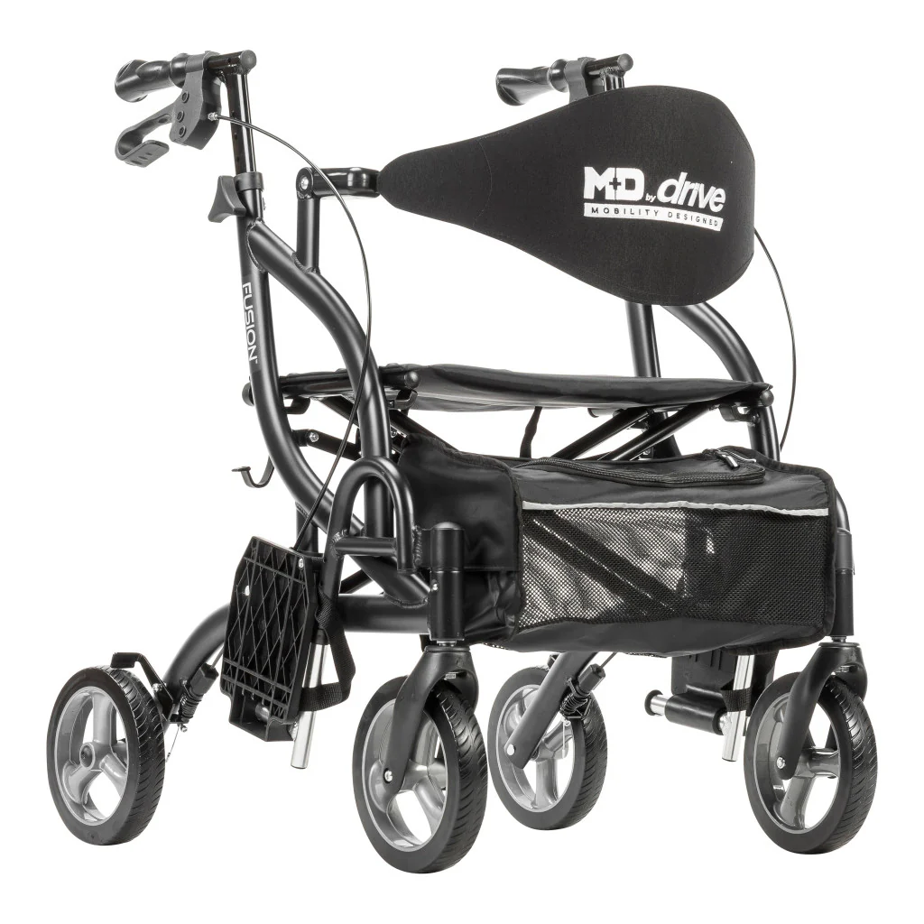 Drive Medical Airgo Fusion 2 in 1 Folding Rollator and Transport Chair - Image 12