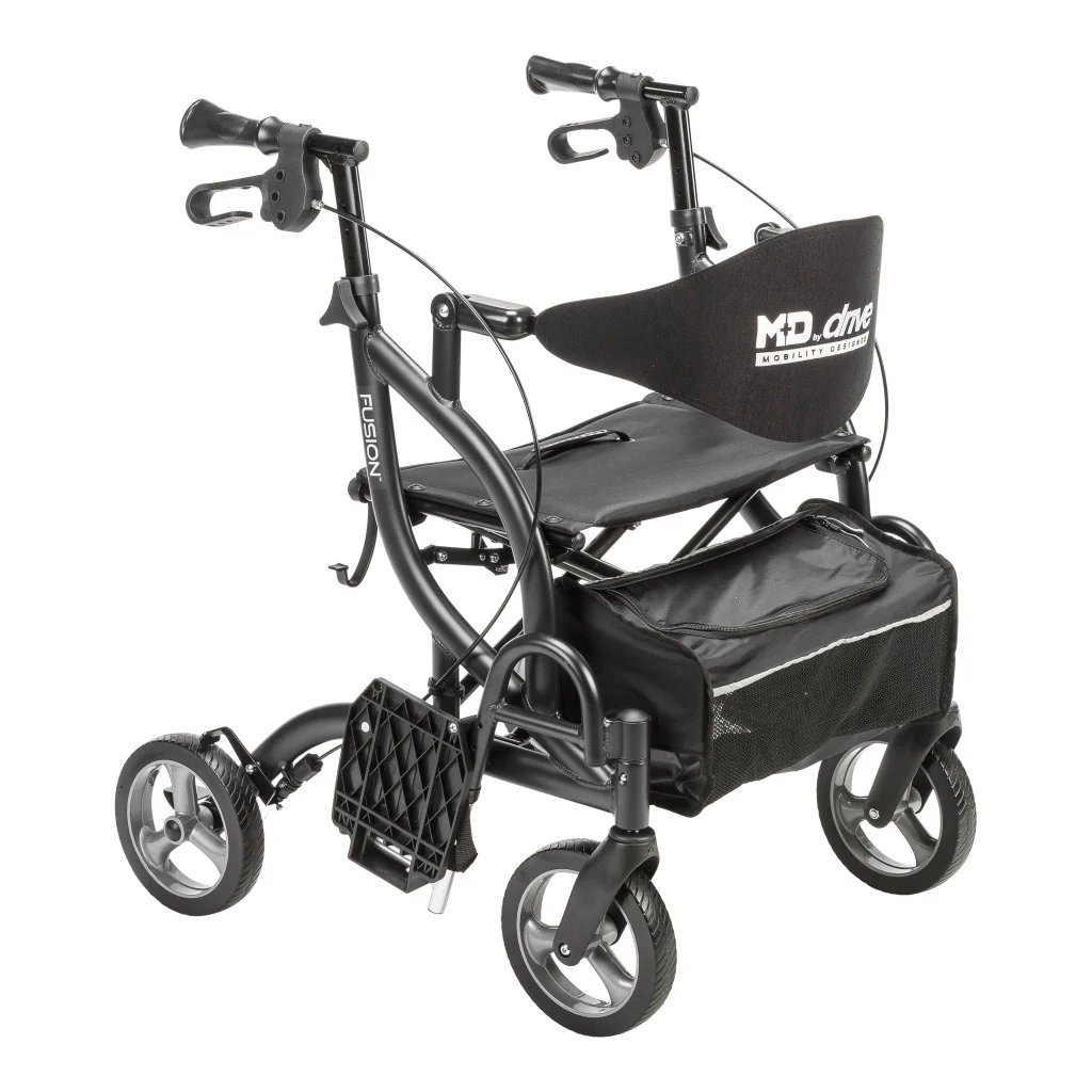 Drive Medical Airgo Fusion 2 in 1 Folding Rollator and Transport Chair - Image 13
