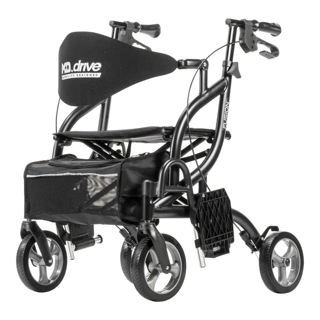 Drive Medical Airgo Fusion 2 in 1 Folding Rollator and Transport Chair - Image 16