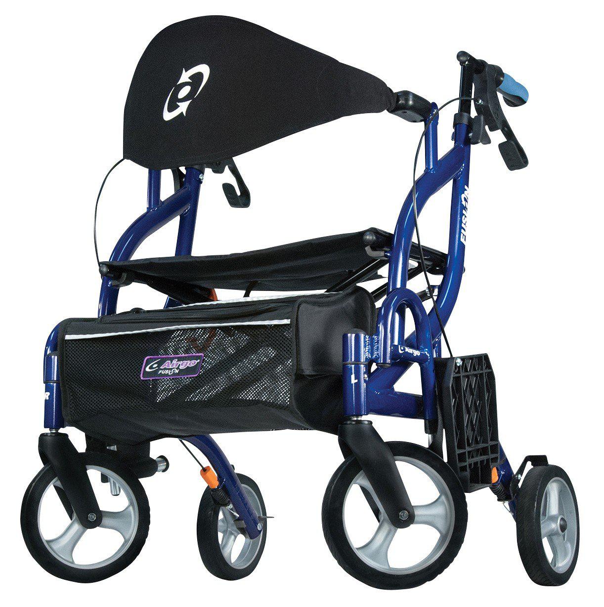 Drive Medical Airgo Fusion 2 in 1 Folding Rollator and Transport Chair - Image 3