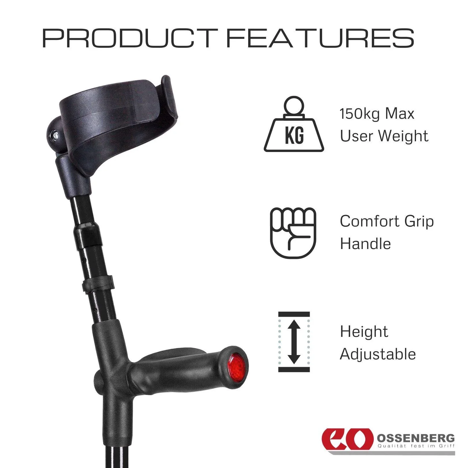 Ossenberg KLASSIKER Anatomic Soft Grip Forearm Crutches - Image 9