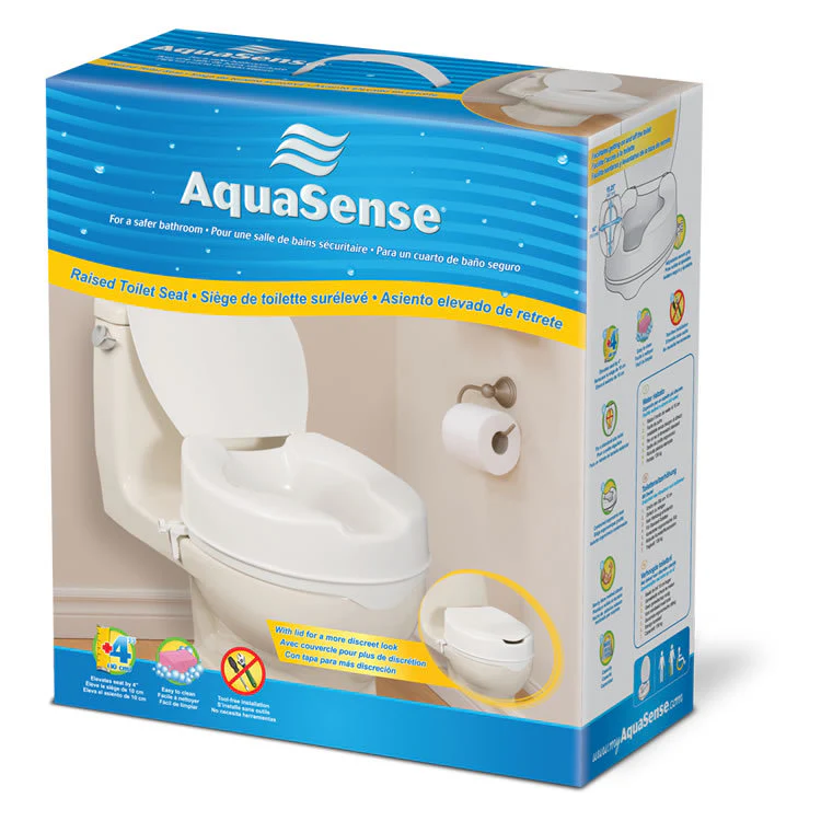 Drive Medical AquaSense Raised Toilet Seat with Lid