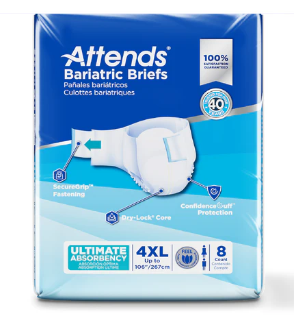 Attends Bariatric Briefs - 4X-Large, 70-100" (Tabbed)