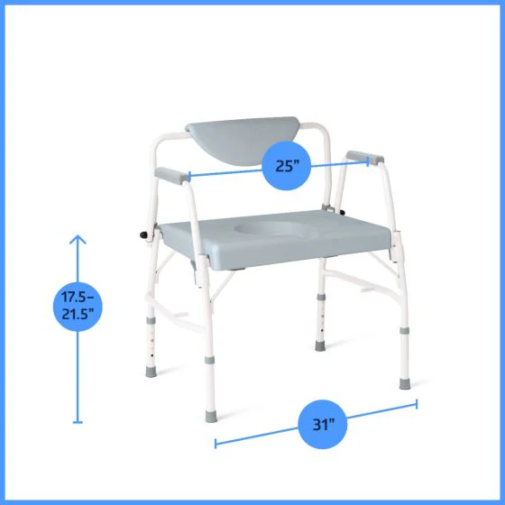 Medline Bariatric Drop Arm Commode Chair Extra Wide - Image 2