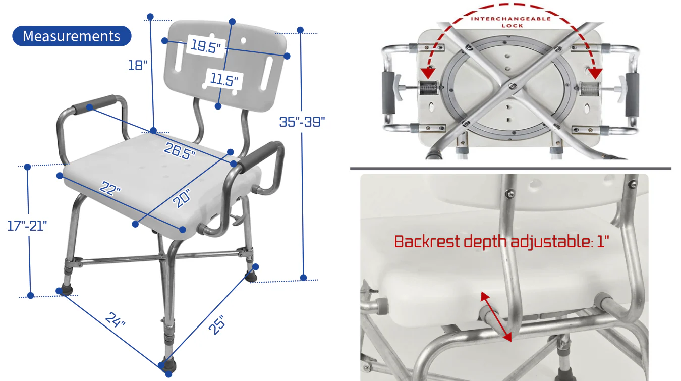 Mobb Healthcare Bariatric Swivel Shower Chair - Image 3