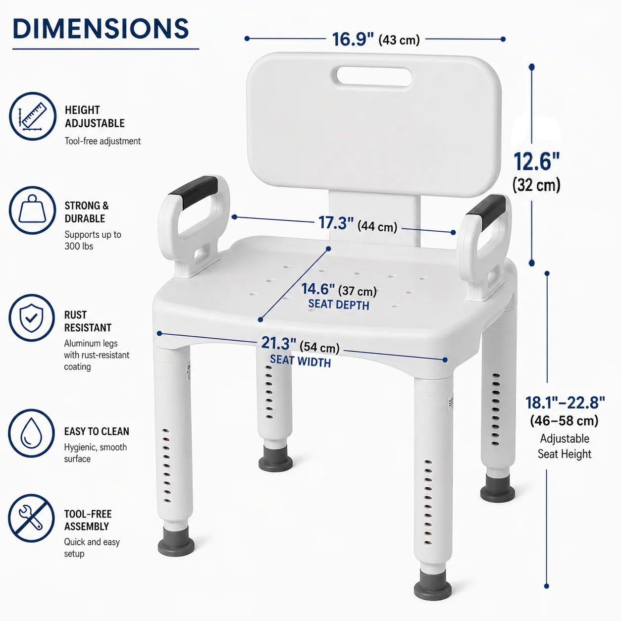 Drive Medical Premium Bath Seat With Back And Arms - Image 2