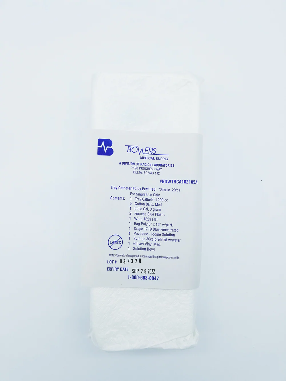 Bower's Medical Catheter Tray with 30cc Prefilled Syringe