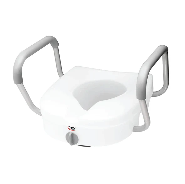 Carex E-Z Lock Locking Raised Toilet Seat with Armrests