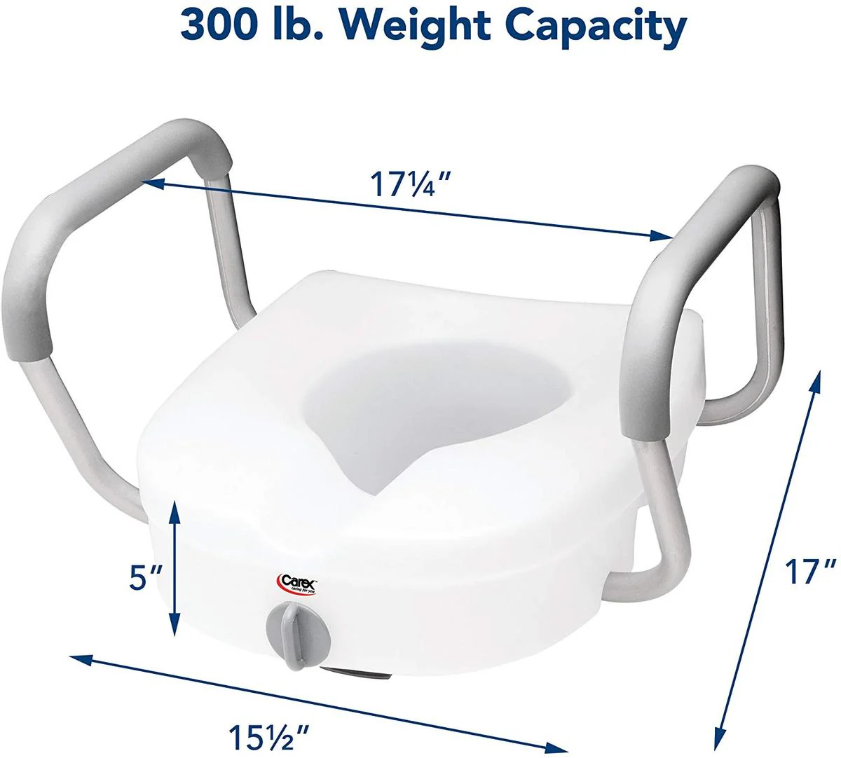 Carex E-Z Lock Locking Raised Toilet Seat with Armrests - Image 3