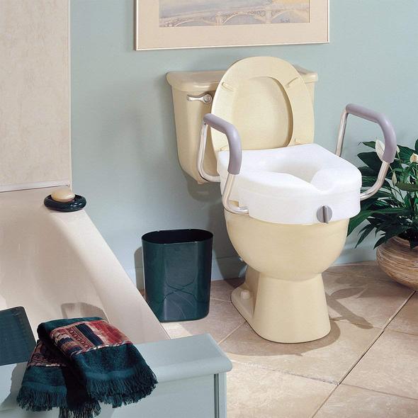 Carex E-Z Lock Locking Raised Toilet Seat with Armrests - Image 4