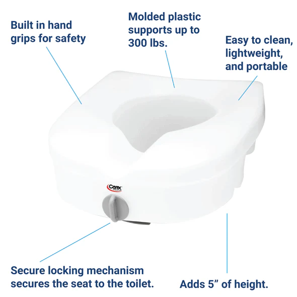 Carex E-Z Lock Locking Raised Toilet Seat - Image 2