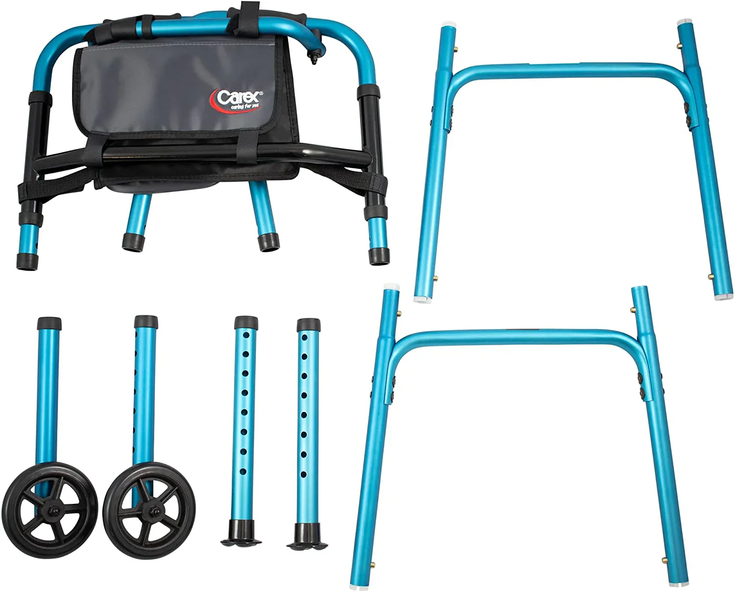 Carex Explorer Folding Walker with Wheels and Glides - Image 4