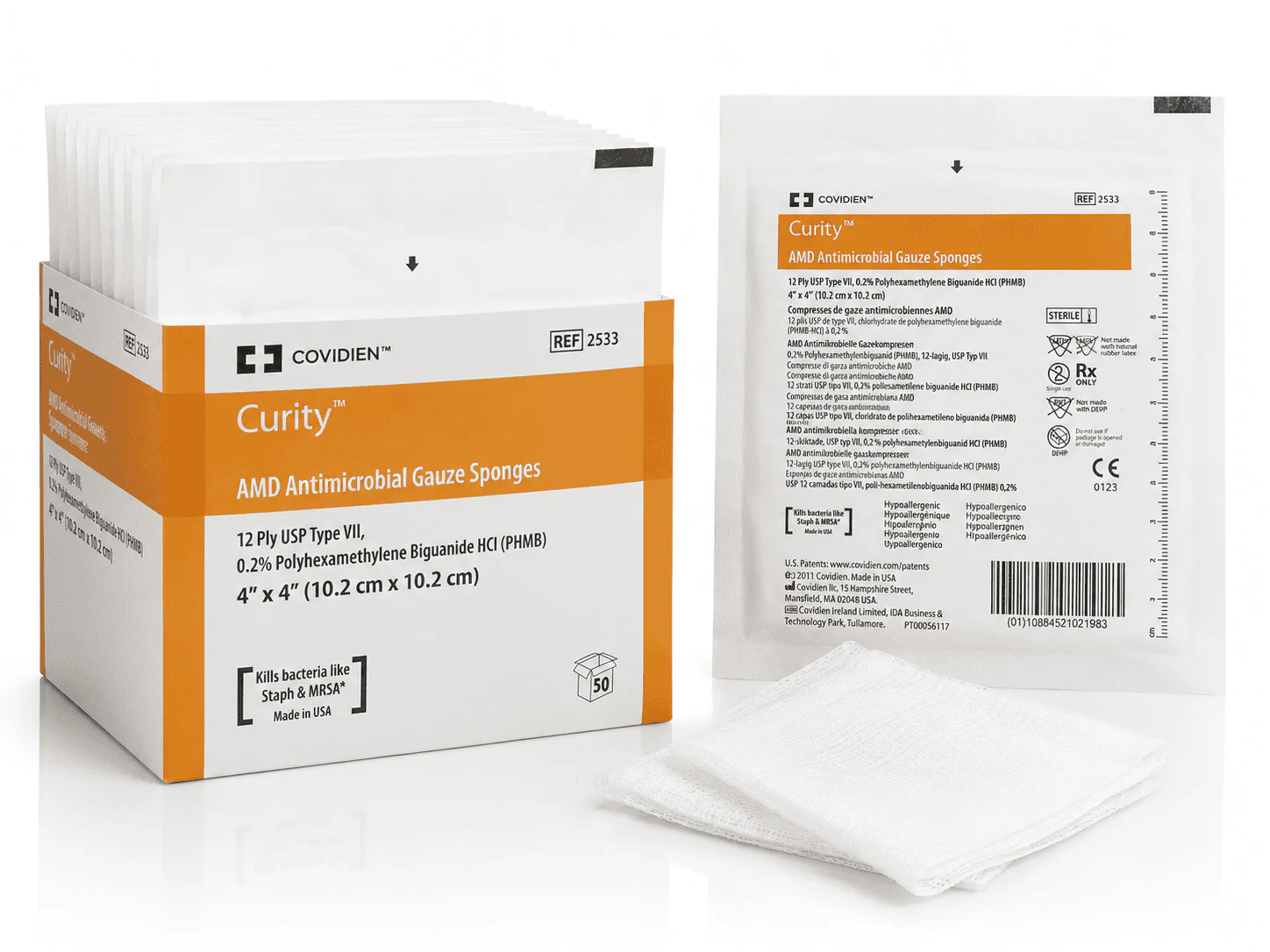 Covidien Curity AMD Antimicrobial Sterile Gauze Sponges - Image 2
