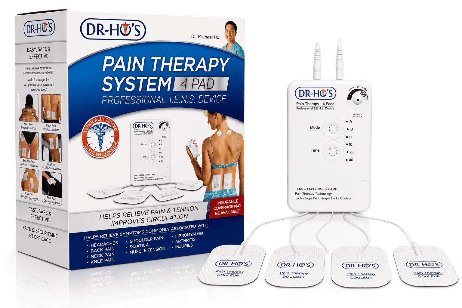 Dr Ho's DR-HO'S Pain Therapy System 4-Pad TENS Device