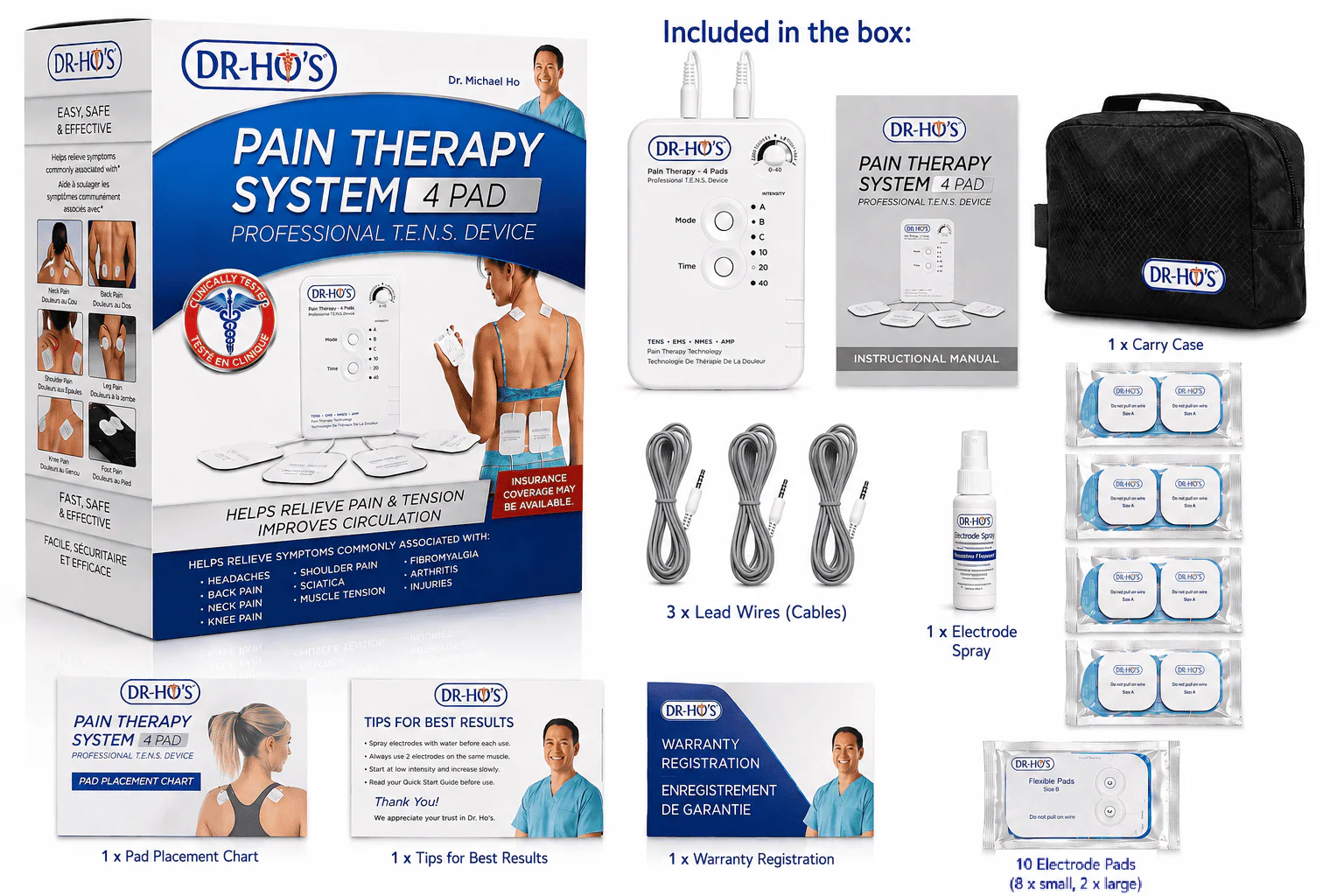 Dr Ho's DR-HO'S Pain Therapy System 4-Pad TENS Device - Image 5