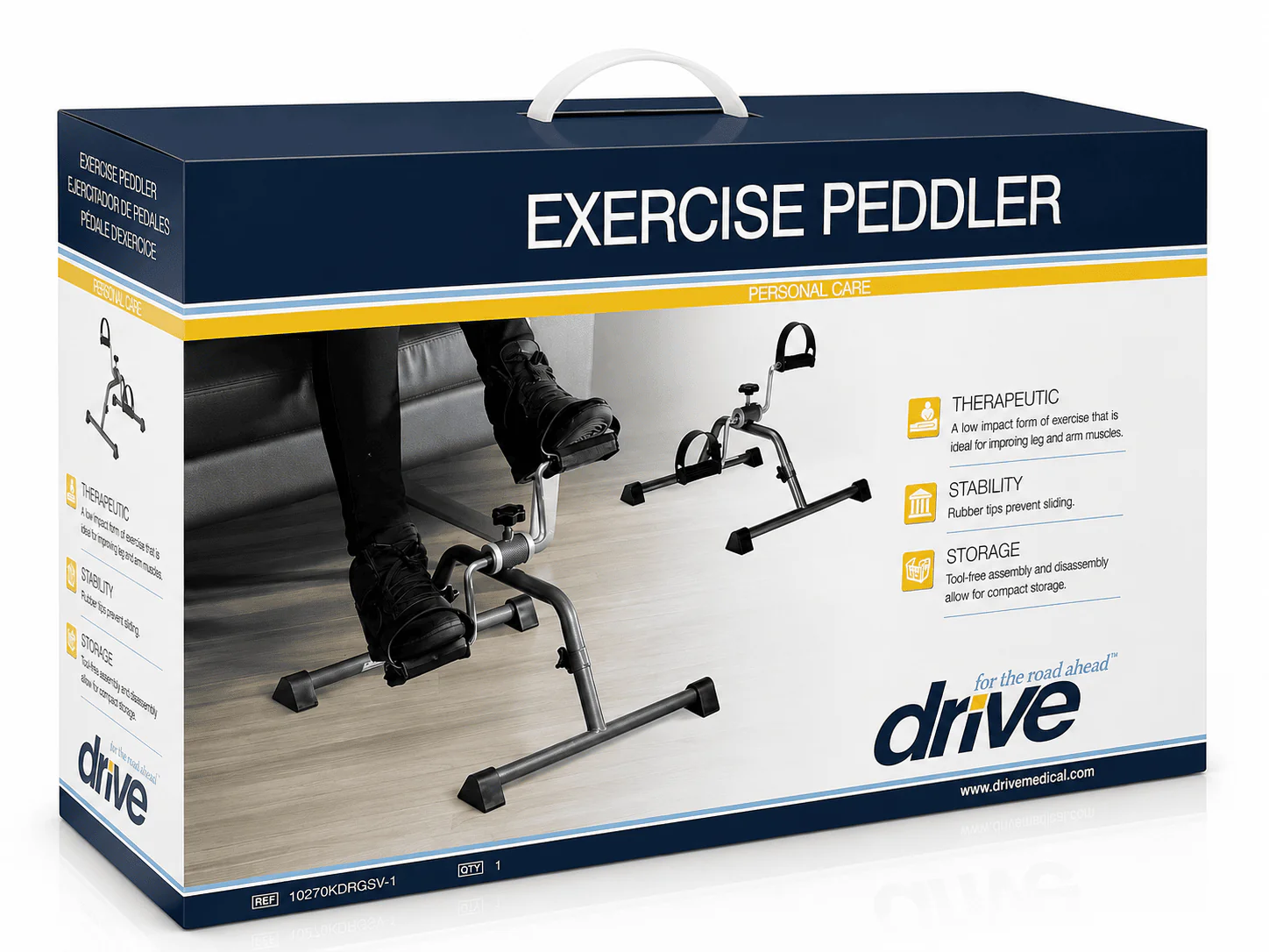 Drive Medical Exercise Peddler Mini Bike - Silver Vein - Image 6