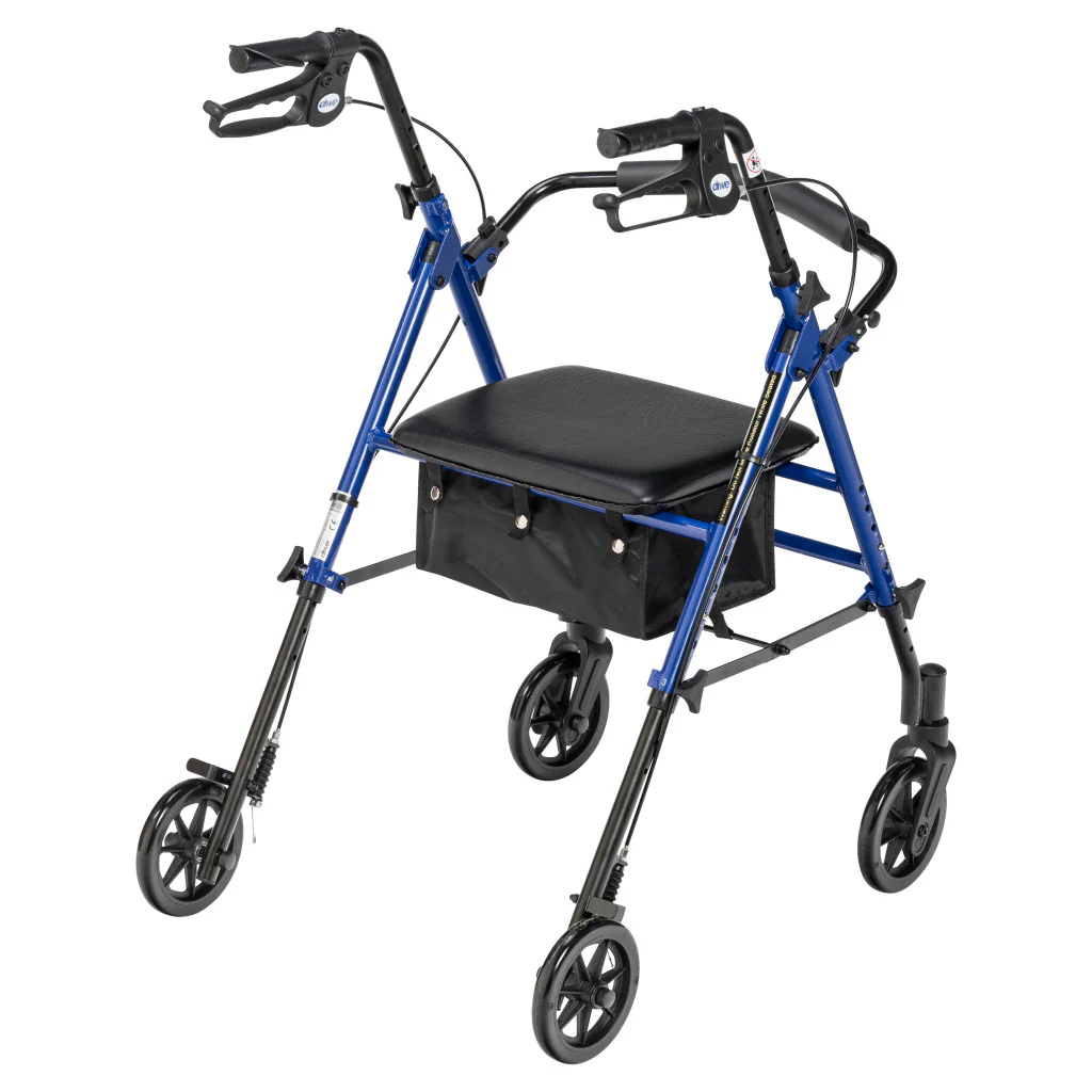 Drive Medical Adjustable Rollator w/ 6" Casters Blue - Image 4