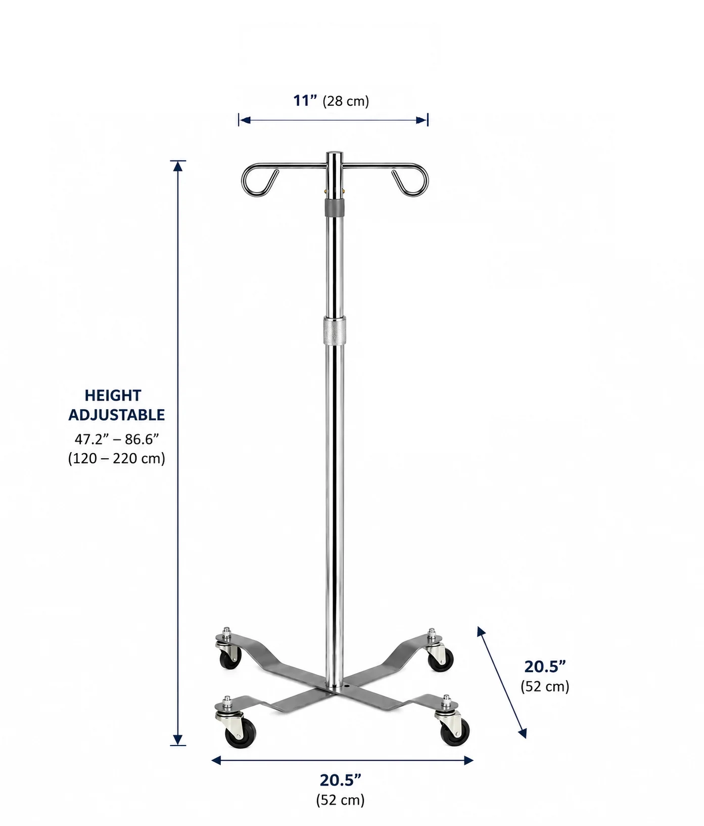 Drive Medical Economy IV Pole with Removable 2-Hook Top, Silver DMC13033SV - Image 5