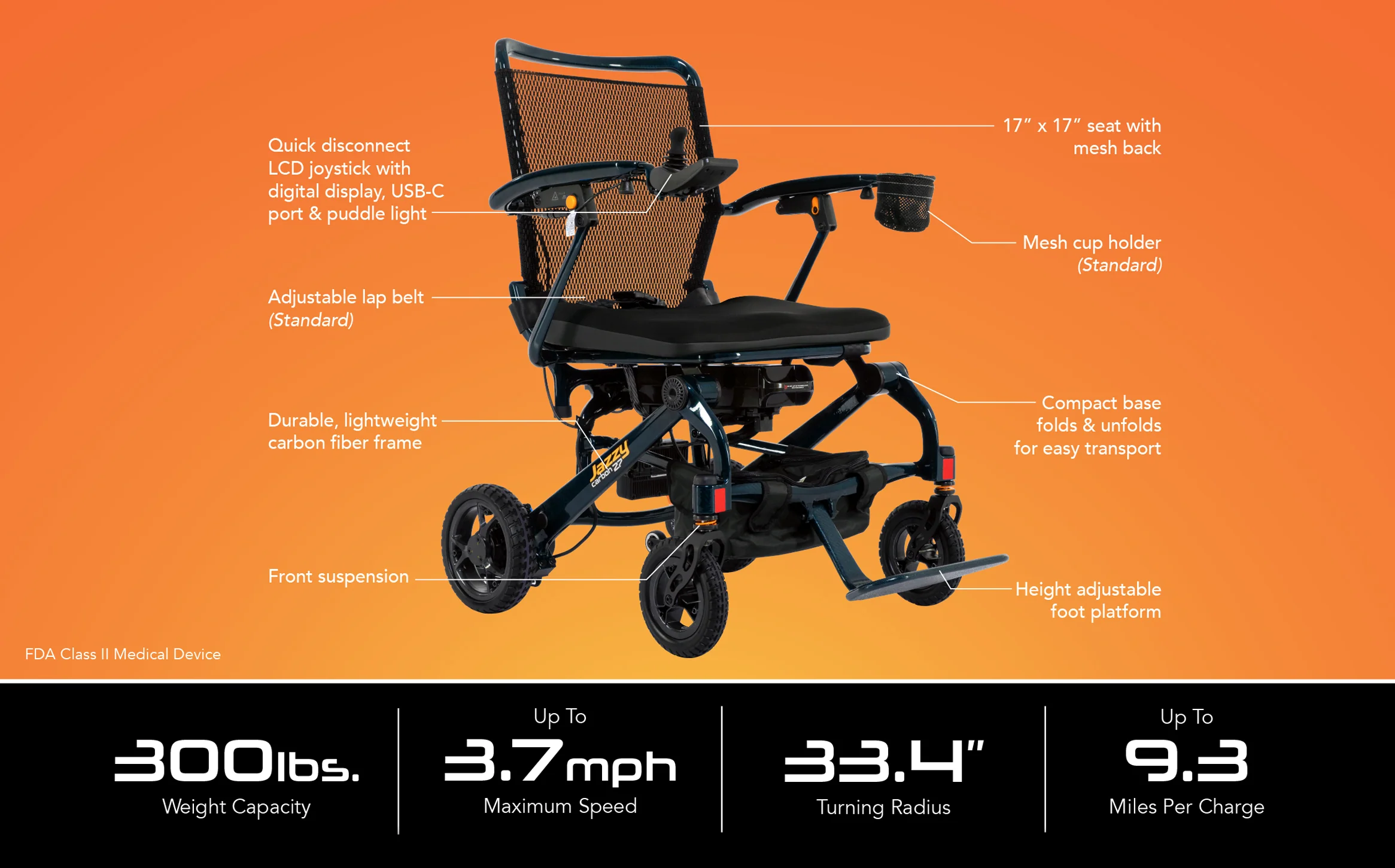 Pride Mobility Jazzy Carbon 27 Lightweight Power Chair - Image 3