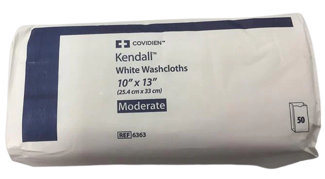 Covidien Kendall White Washcloth Moderate