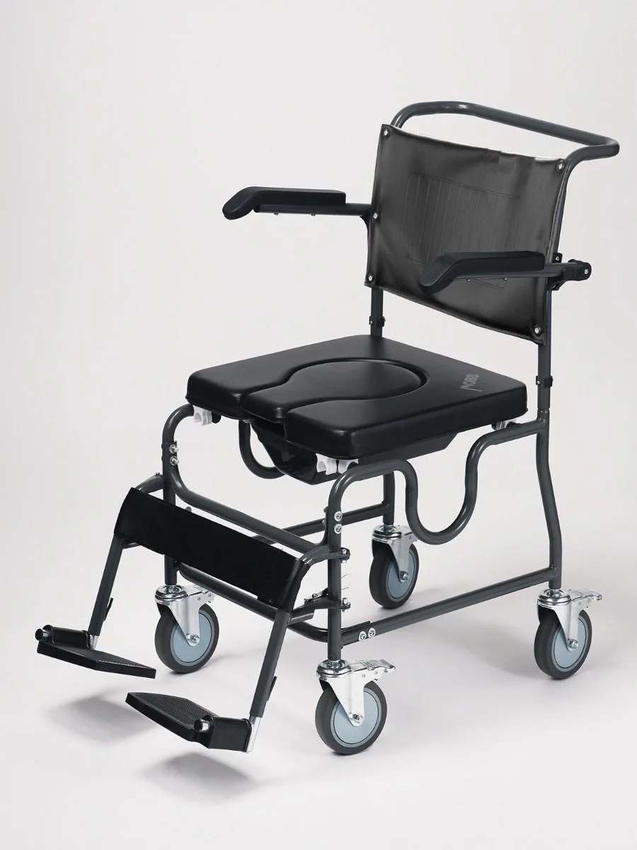 Mobb Healthcare 4-Way Padded Steel Commode Chair with Wheels