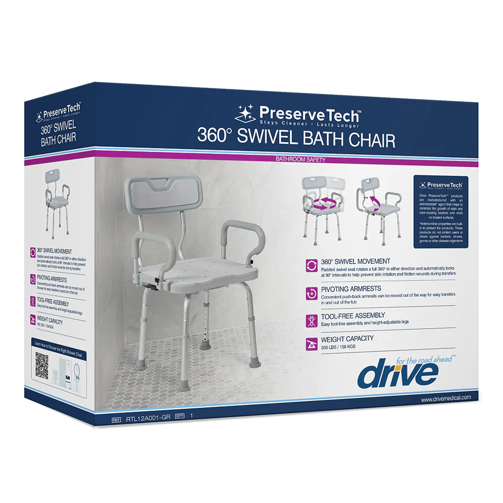 Drive Medical PreserveTech Swivel Bath Chair - Image 4