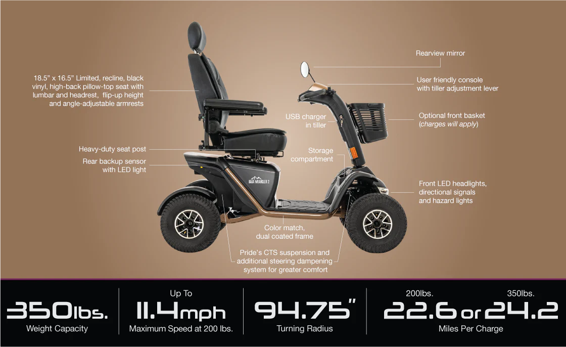 Pride Mobility Baja Wrangler 2 All Terrain 4-Wheel Scooter - Image 4