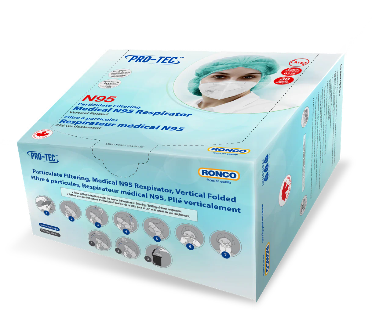 Ronco PRO-TEC MEDICAL N95 RESPIRATOR VERTICAL FOLD - Image 2