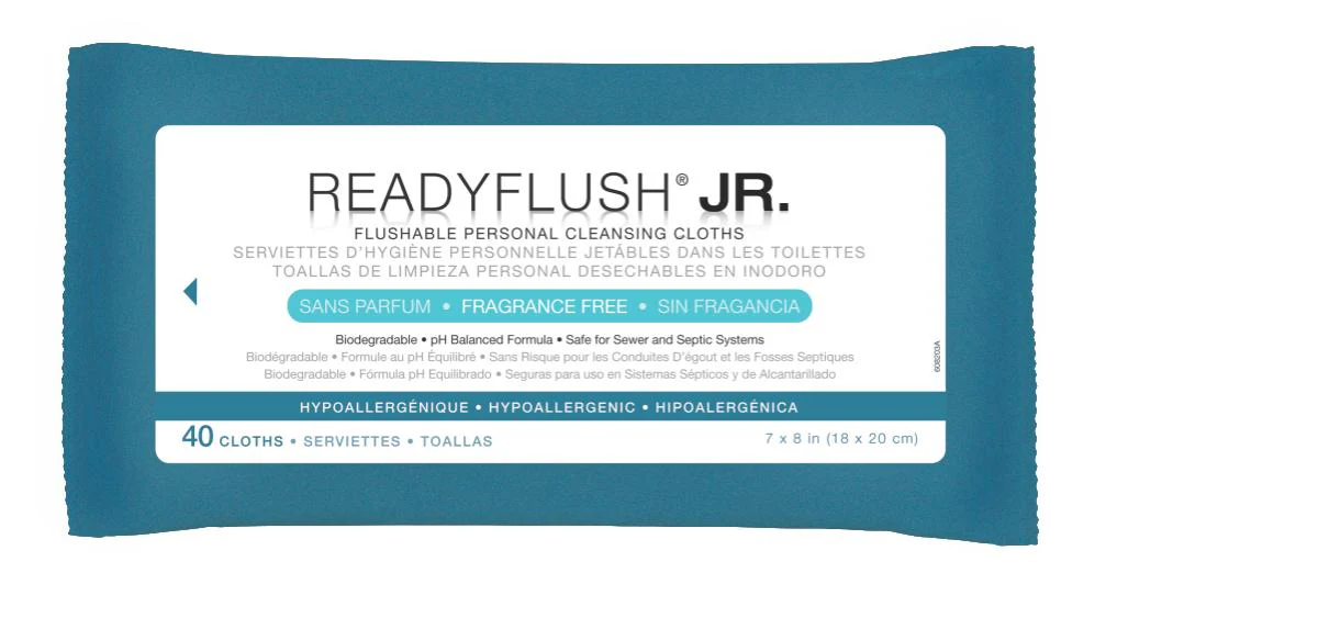Medline ReadyFlush JR Wipes Fragrance Free