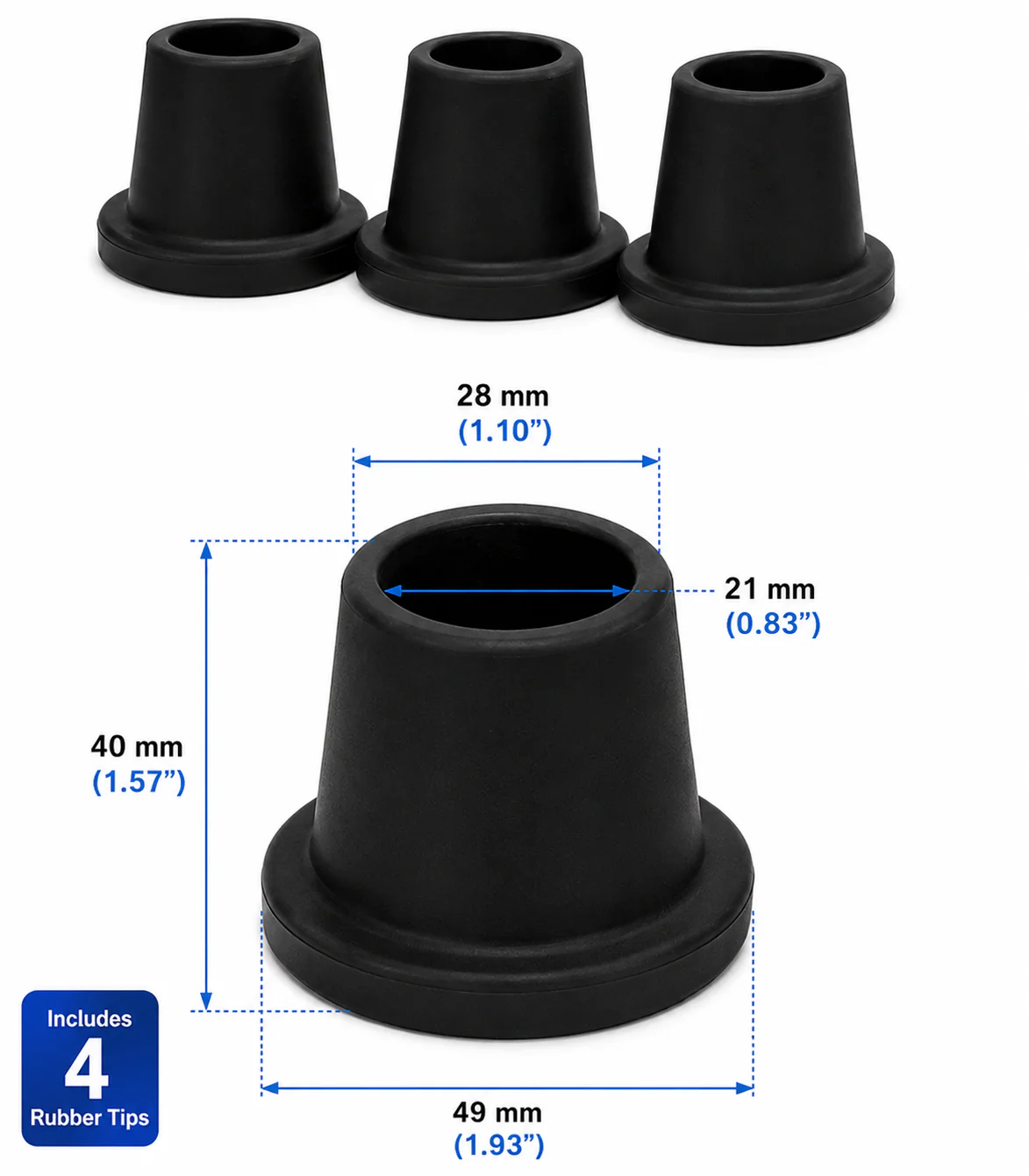Drive Medical DMC12486T Rubber Tips for Folding Shower Chair – 4 Pack - Image 3