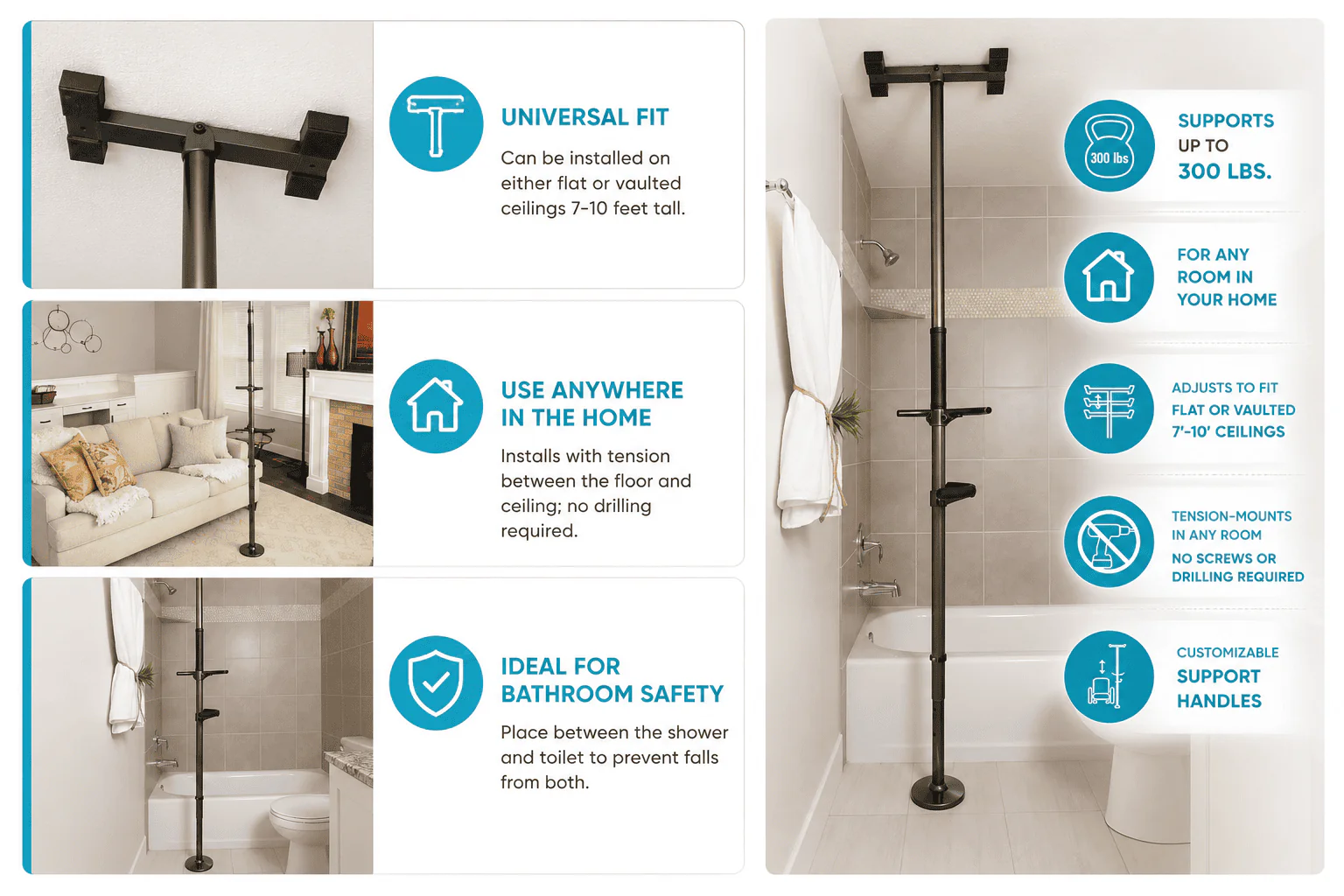 Stander Wonder Pole Premium Floor-to-Ceiling Grab Bar - Image 14