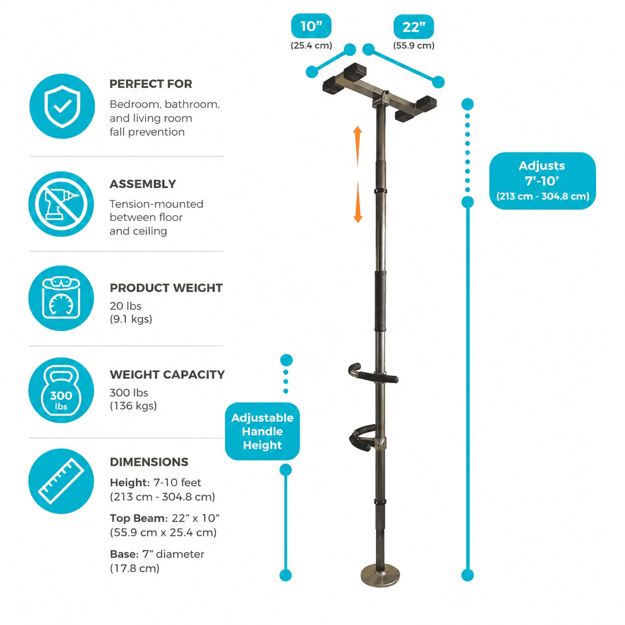 Stander Wonder Pole Premium Floor-to-Ceiling Grab Bar - Image 3