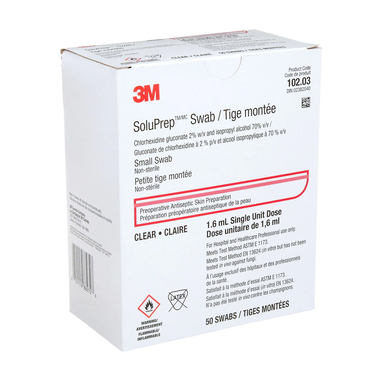 3M SoluPrep QD IV Swab with 2% CHG and 70% Alcohol Swab - Box of 50 355-S10203