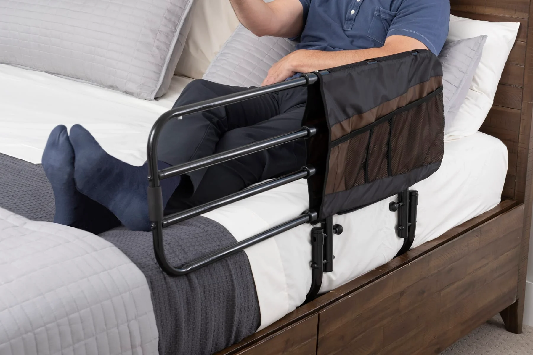 Stander Wonder EZ Adjust Bed Rail With Organizer Pouch - Image 5