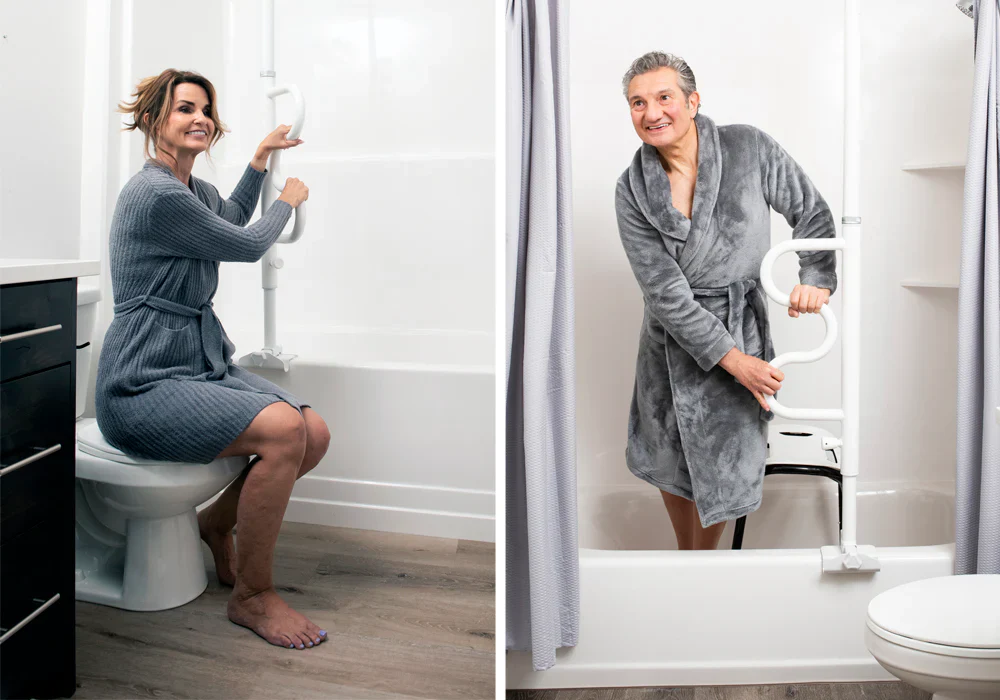 Stander Wonder Bathtub Pole Plus & Curve Grab Bar White - Image 2