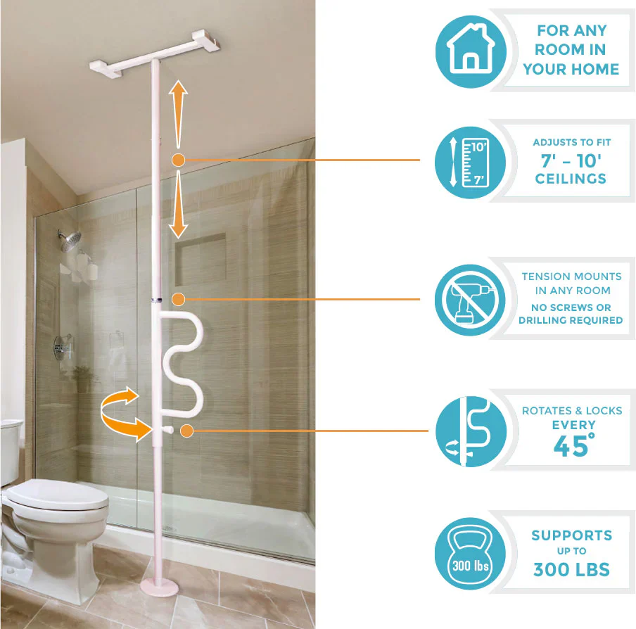 Stander Wonder Pole Plus Curve Grab Bar 1110 - Image 13