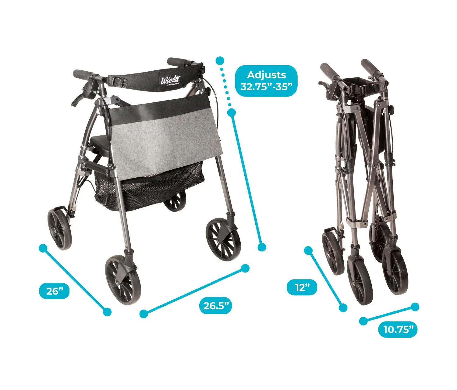 Stander Wonder Rollator Plus with 8" Wheels - Image 2